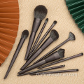 Set de pinceau de maquillage végétalien de luxe de poignée en bois